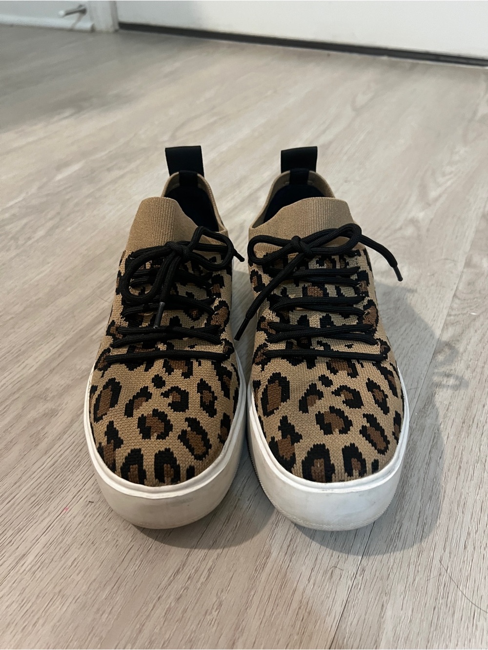 Steve Madden Leopard Print Platform Sneakers - Tan & Black